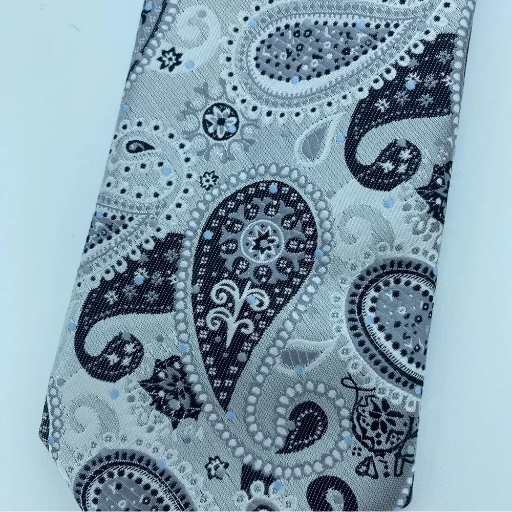 Bergamo Men’s Tie Gray‎ Silver & Paisley